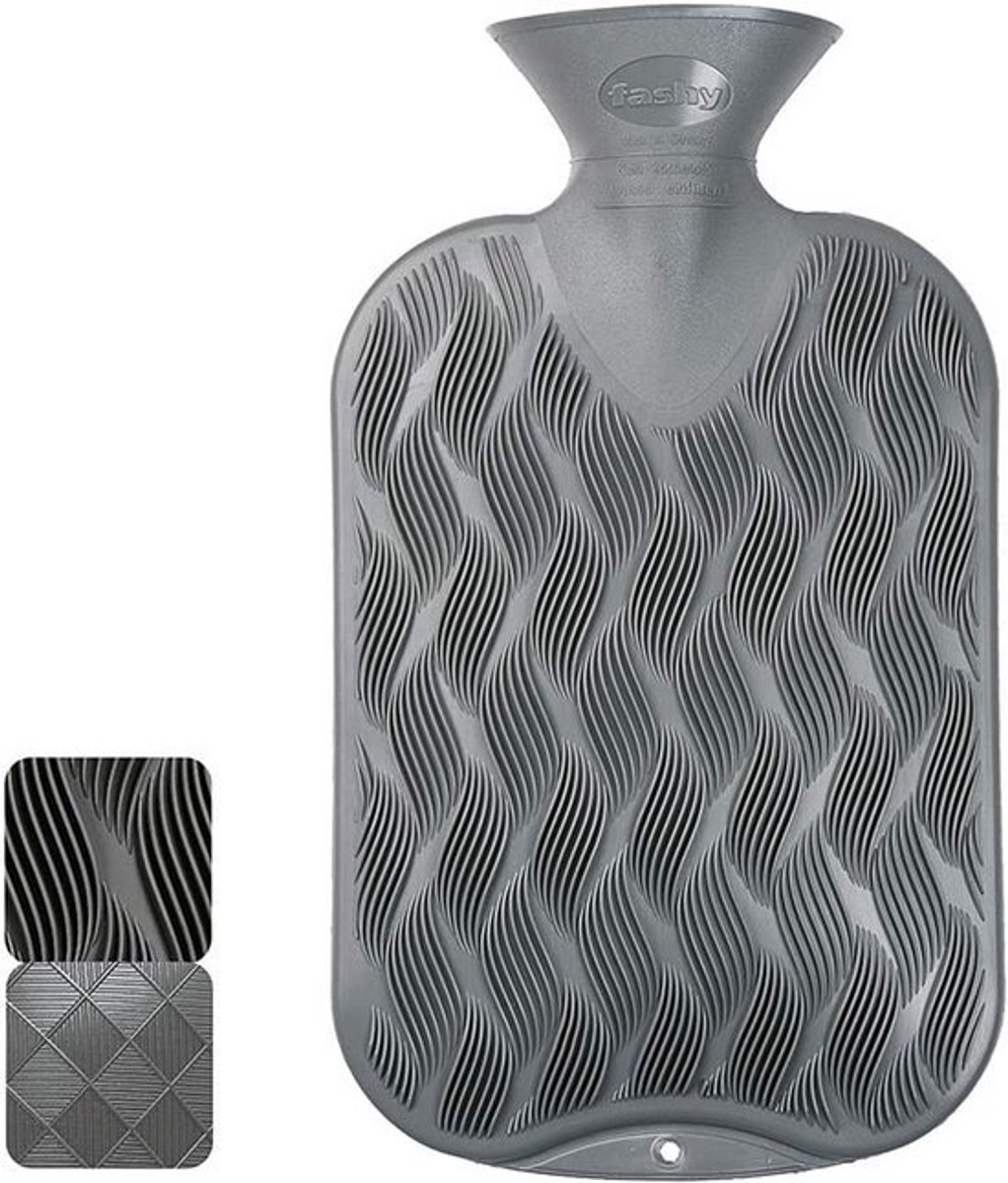 Warmwaterkruik Geruit Antraciet - Comfortabele Kruik van Thermoplastisch Kunststof (2 Liter)