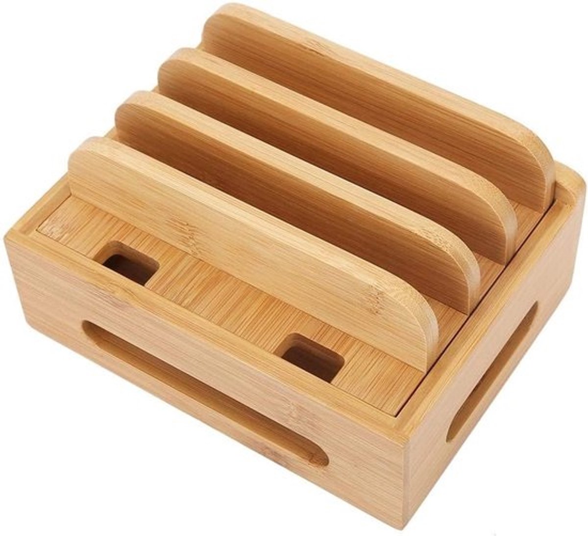Bamboe Oplaadstation en Standaard voor Telefoon en Tablet