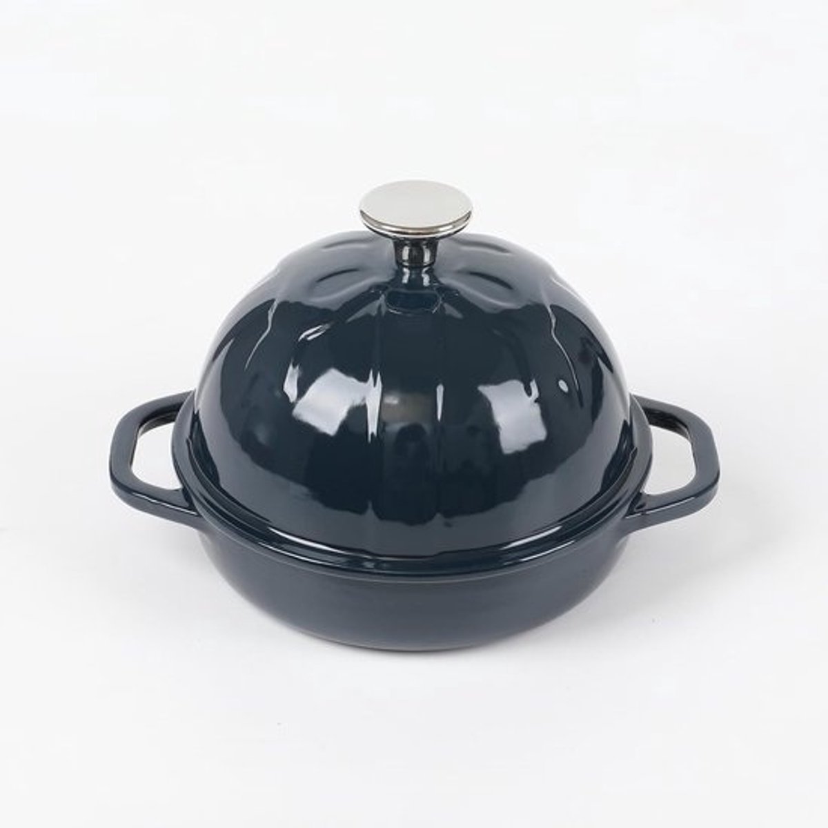 Gietijzeren Brood Cloche - Bakpan Zuurdesem - Brood Bakken - Geëmailleerd Anti-aanbak - 16 cm Diameter - Marineblauw