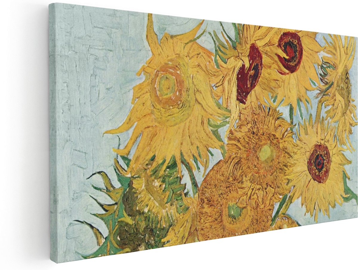 Artaza Canvas Schilderij Bloemen Schilderij Van Gogh - 180x90 cm - Groot - Wanddecoratie Zonnebloemen - Muurdecoratie Stilleven - Schilderijen Op Canvas