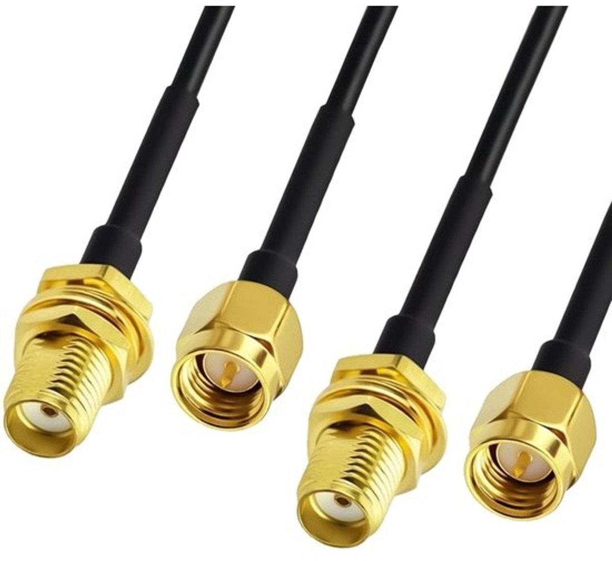 2x SMA Verlengkabel 2 Meter RG174 Coax Antennekabel Rechte Hoek voor 4G Router WiFi GPS Drone