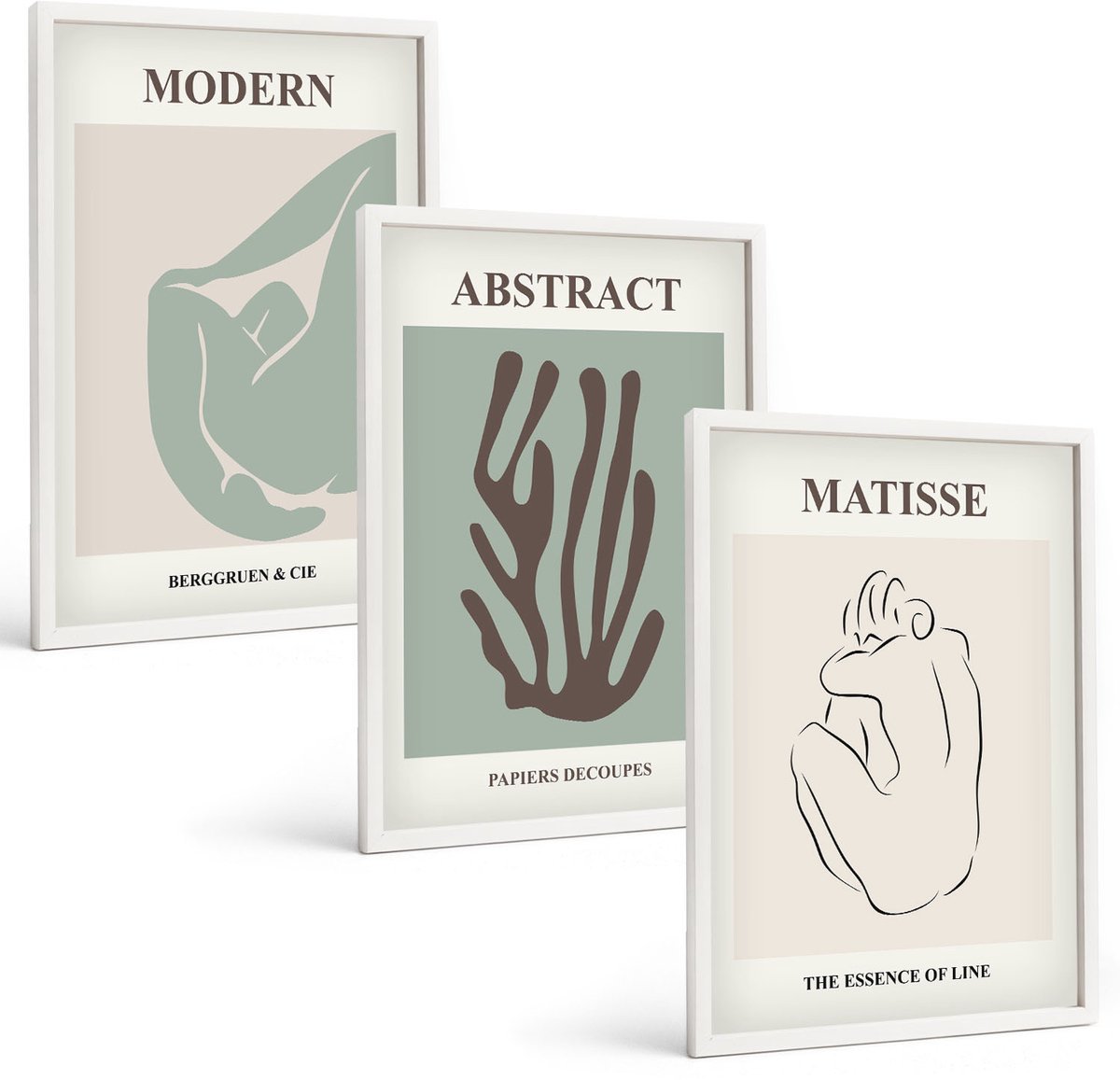 Wallfluent 3-Delige Schilderij Set - Stijlvolle Schilderijen Met Abstracte Motieven Van Henri Matisse - 40 x 60 - Muurdecoratie - Wanddecoratie - Hal - Moderne Wanddecoratie