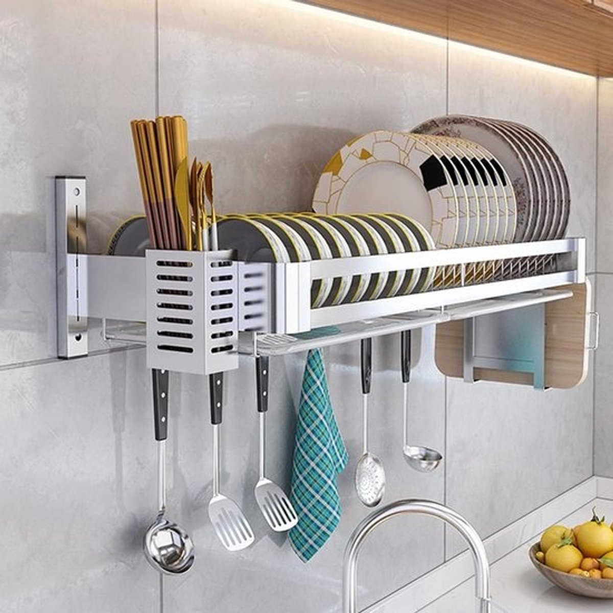 Keukenrek RVS - Afdruiprek Vaat - Keuken Organiseren - Wandmontage - 60x30cm - Zilver