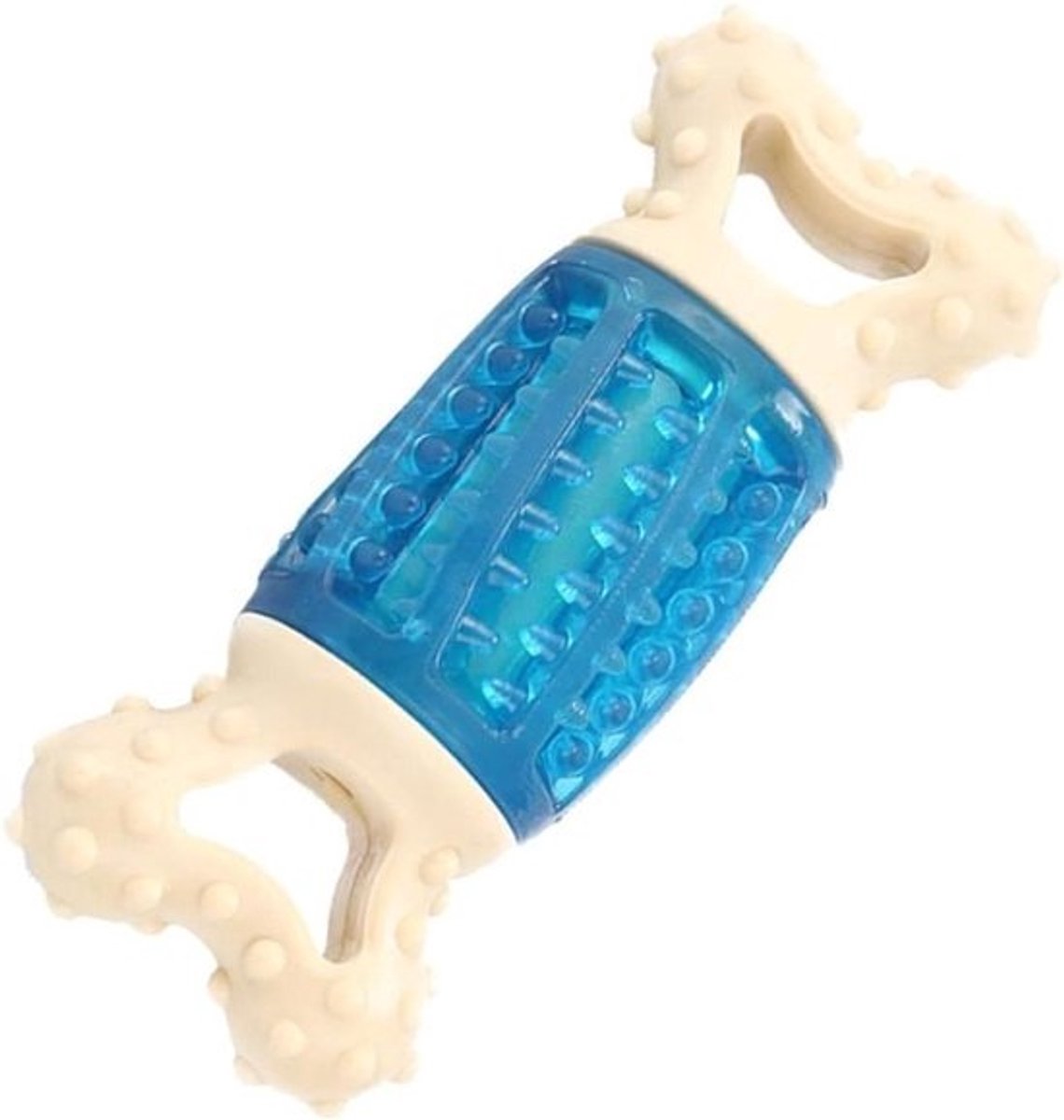 Hondenspeeltje met Geluid - Piepend Speelgoed Kauwspeeltje - Hond Vermaken - Vormt Gebit - 14.5 cm - Blauw