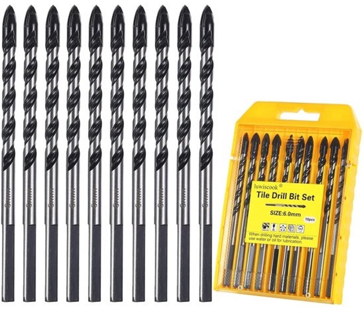 10x Professionele 6mm Tegelboor Set voor Keramiek, Beton, Glas en Hout - Industriële Kwaliteit
