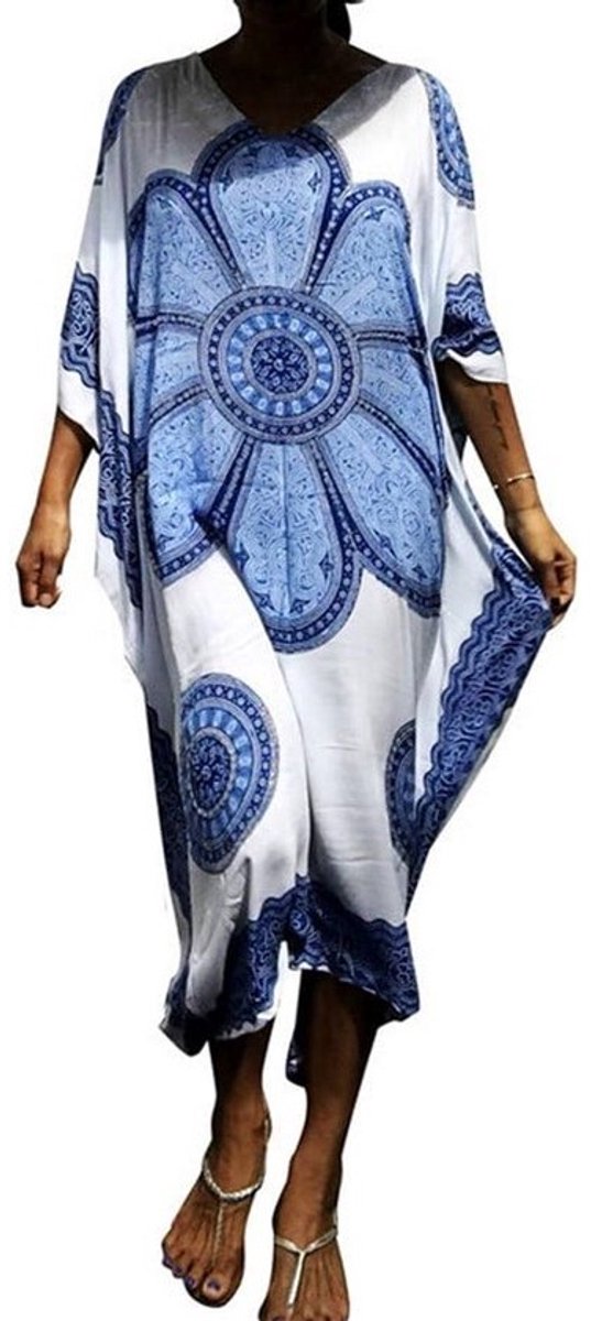 Elegante Strandjurk Dames Maxi Jurk Katoen met Etnische Print - Losse Kaftan Zomerjurk