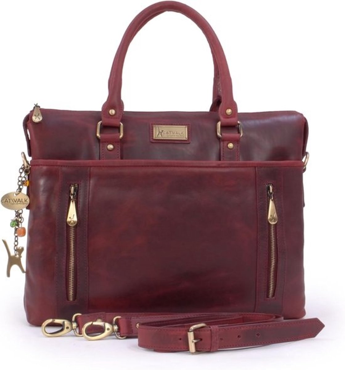 Leren Aktetas voor Vrouwen met Afneembare Schouderriem - Past bij Laptop tot 38 x 29 cm - Organizer Werk- en Documententas - Crossbody Tas voor Dagelijks Gebruik