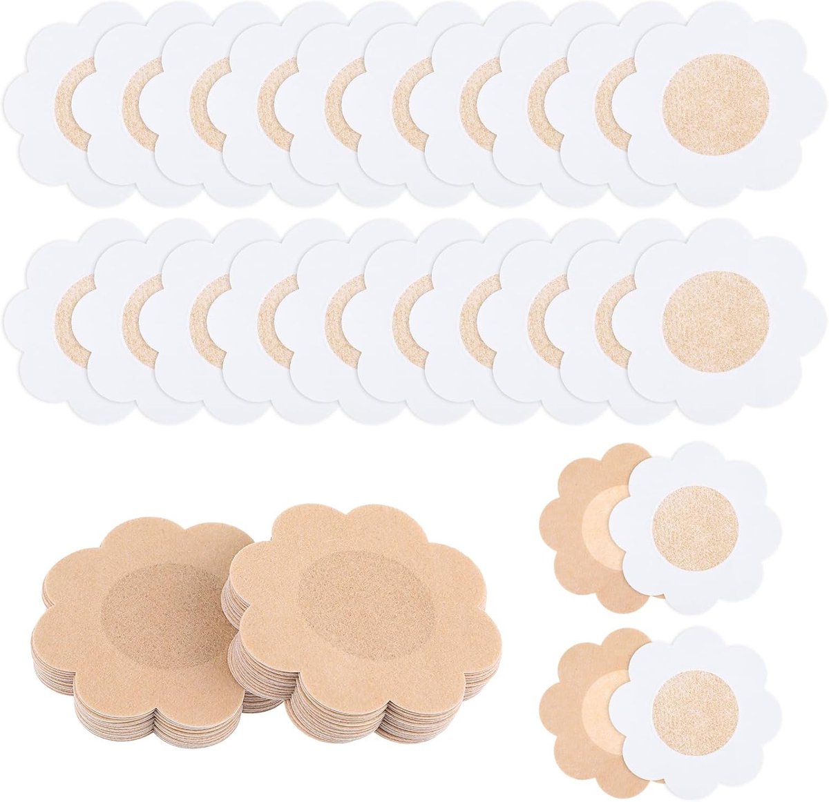 20 Paar Wegwerp Tepelcovers - Zelfklevende, Ultra Dunne en Waterproof Nippelbedekking voor Dames in Diverse Nude Kleuren (40 Stuks)