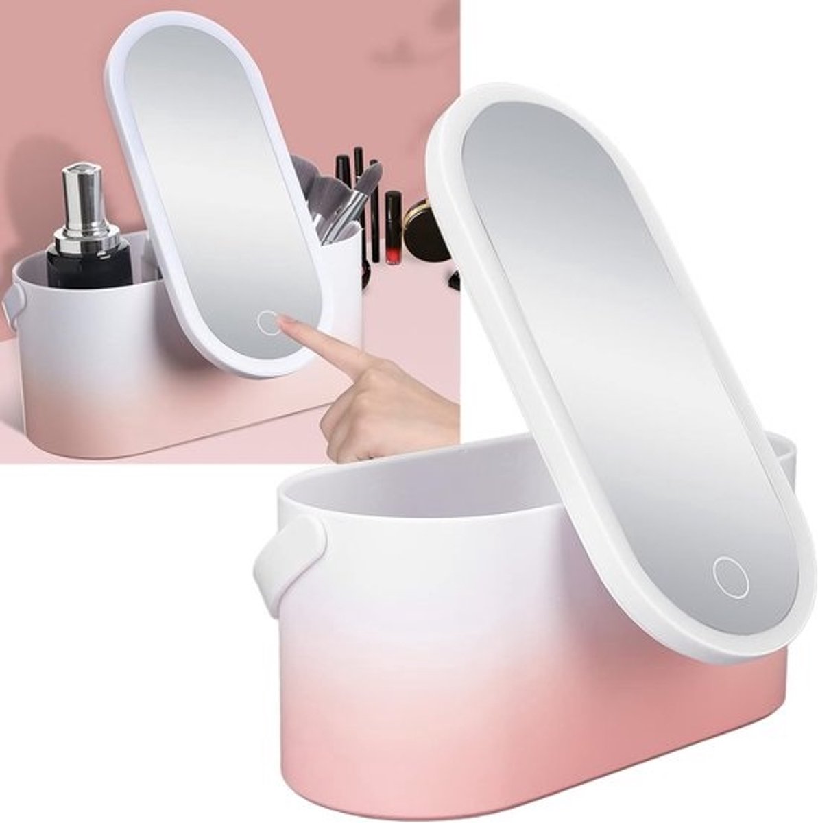 Draagbare Make-up Reis Koffer met LED Verlichting en Verstelbare Spiegel