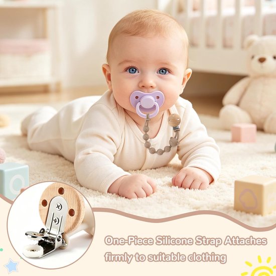 Siliconen Baby Koorden - 4 Stuks - Speenkoord - Spenenketting - Speenlint - Fopspeenkoord - Accessoires Baby - Kinderwagen - Speenclips - Fopspeenhouder - BPA vrij - Voor Speen, Bijtring of Speelgoed - Blauw+Groen+Geel+Bruin — afbeelding 5