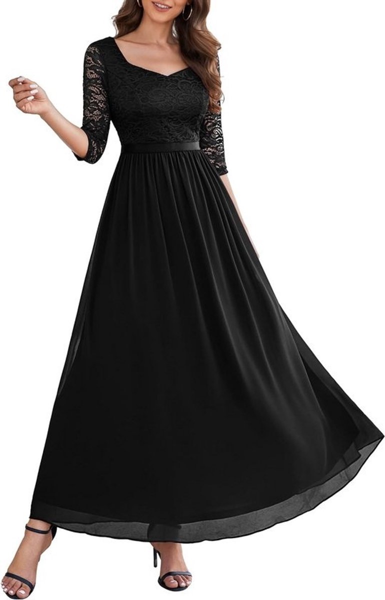 Elegante Avondjurk voor Bruiloft en Speciale Gelegenheden - A-lijn, Lange Chiffon, V-hals