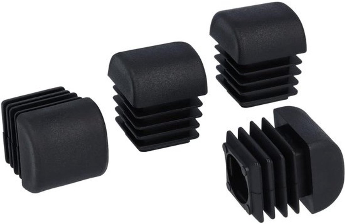 Lamellenpluggen Vierkant - Stoelpootdoppen Buispluggen - Meubels Beschermen - Afgeronde Hoeken - 25 x 25 mm - Zwart