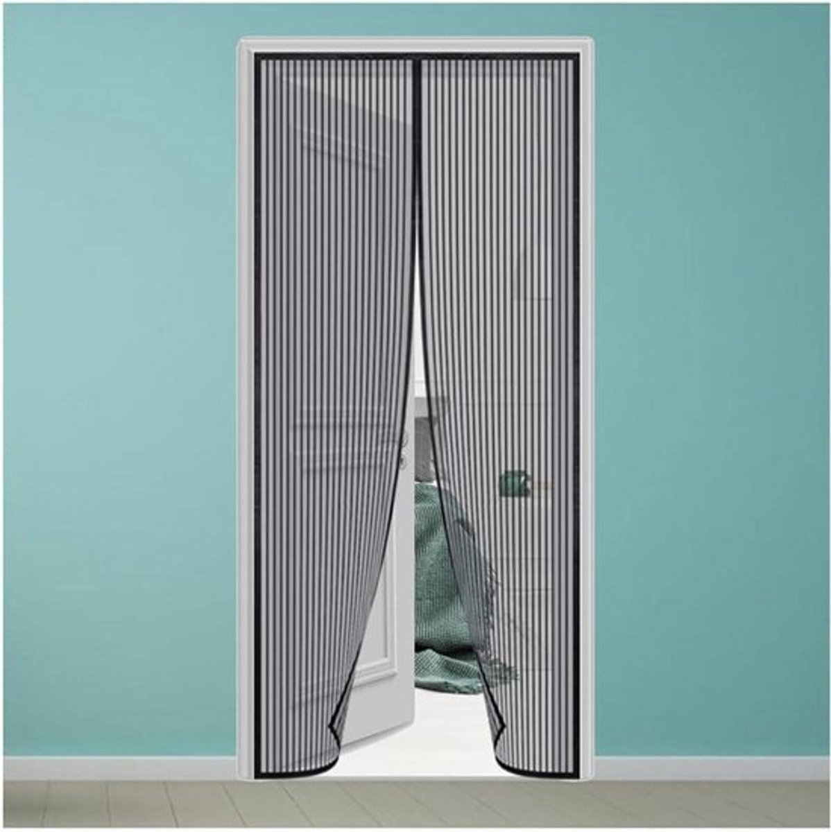 Magnetische Vliegenscherm Deur - Horrengordijn Muggennet - Frisse Lucht Binnen - Automatisch Sluitend - 125x210cm - Zwart