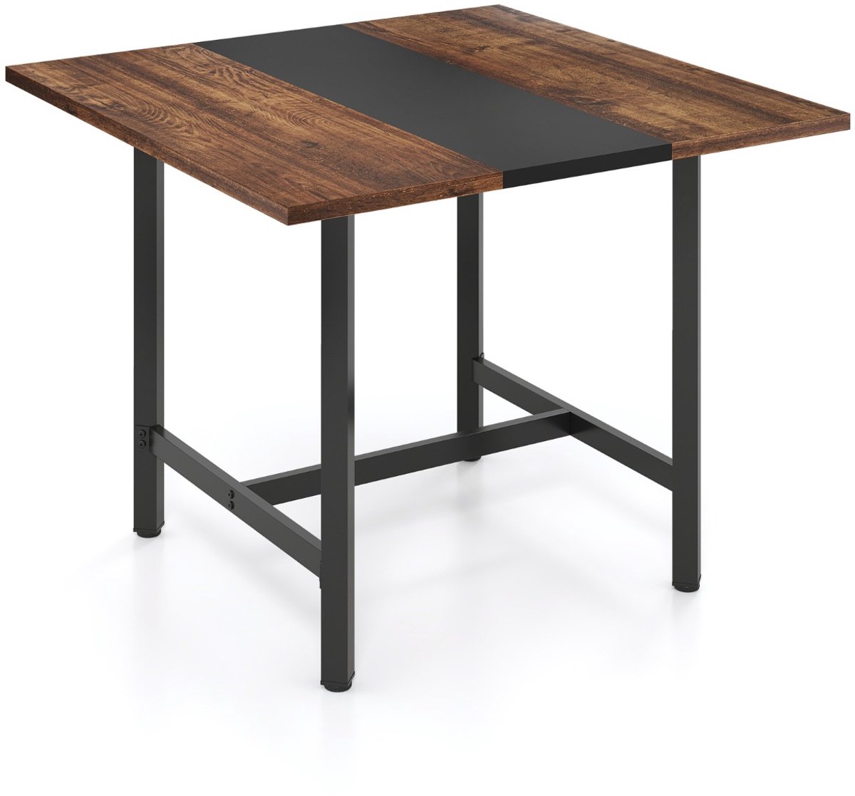 SureDeal® - Bureau - Vierkante Vergadertafel Vergadertafel - Versterkt Tafelblad - Robuust Metalen Onderstel - 100x100x75 cm - Koffiebruin