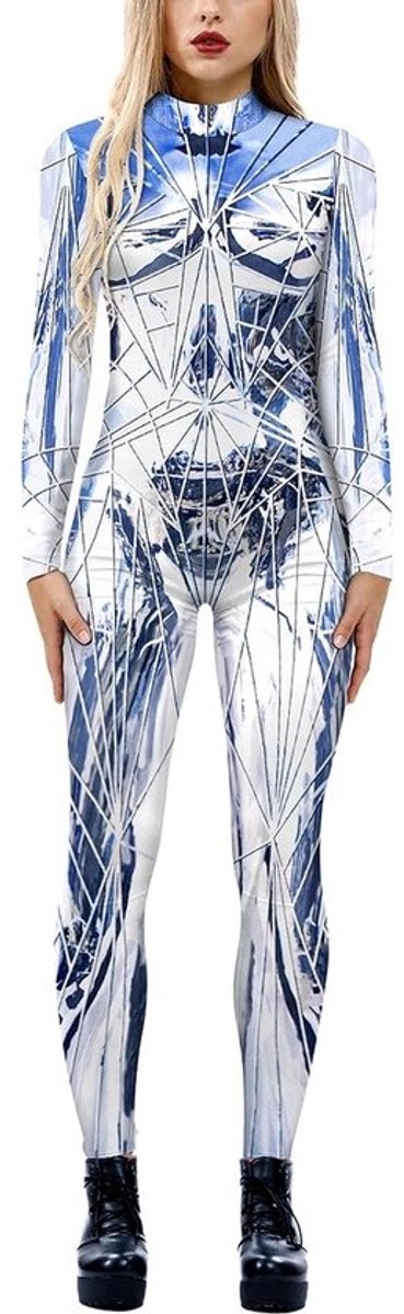Halloween Catsuit Voor Vrouwen - Skelet Kostuum voor Carnaval en Feestjes in Maten S, M, L, XL