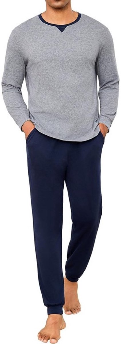 Heren Lange Pyjama Katoen Tweedelige Warme Pyjama voor Herfst en Winter