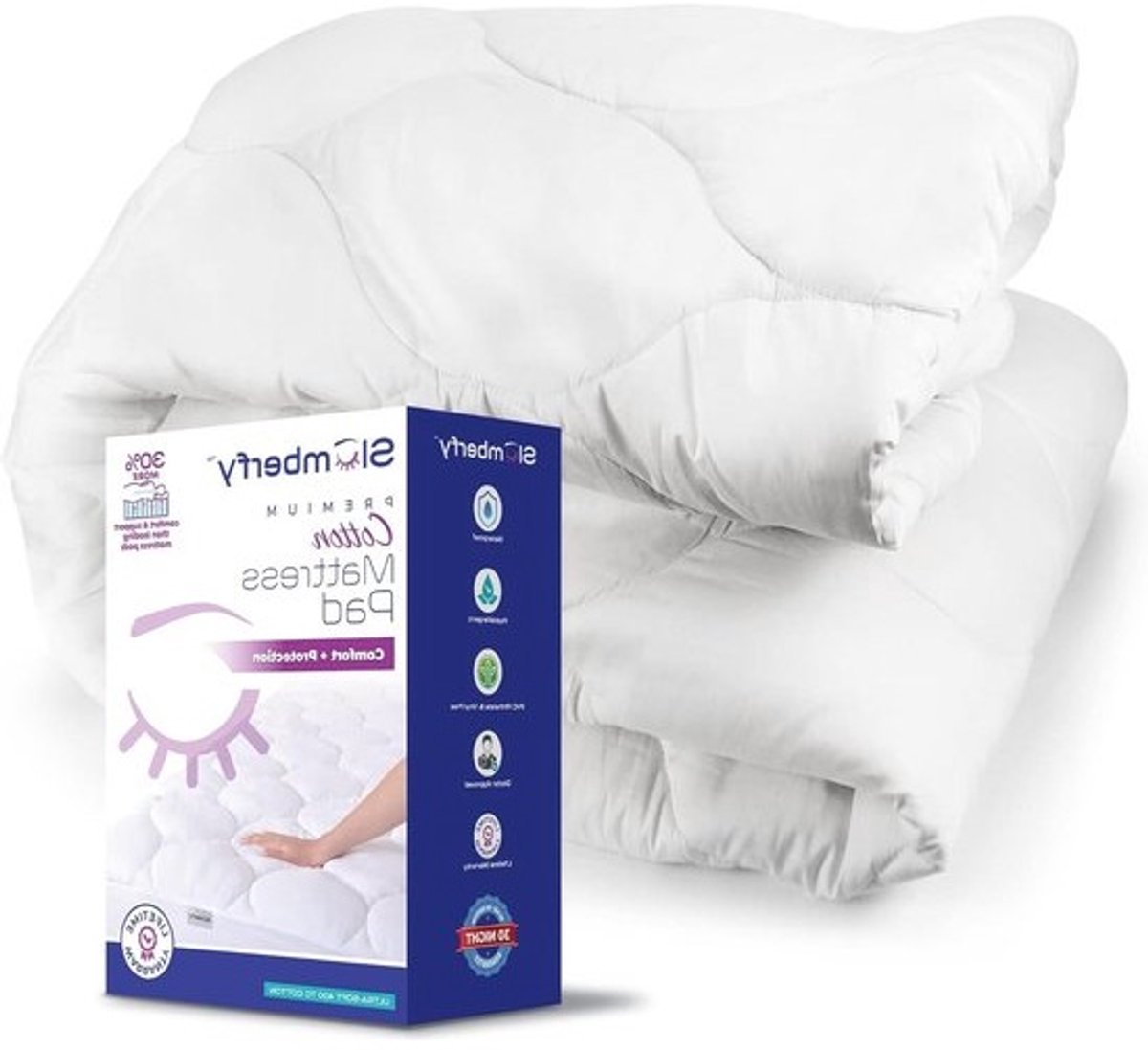 Waterdichte Matrasbeschermer - Matrashoes Gewatteerd - Matras Beschermen - Hypoallergeen Ademend - 72 x 84 inch - Wit