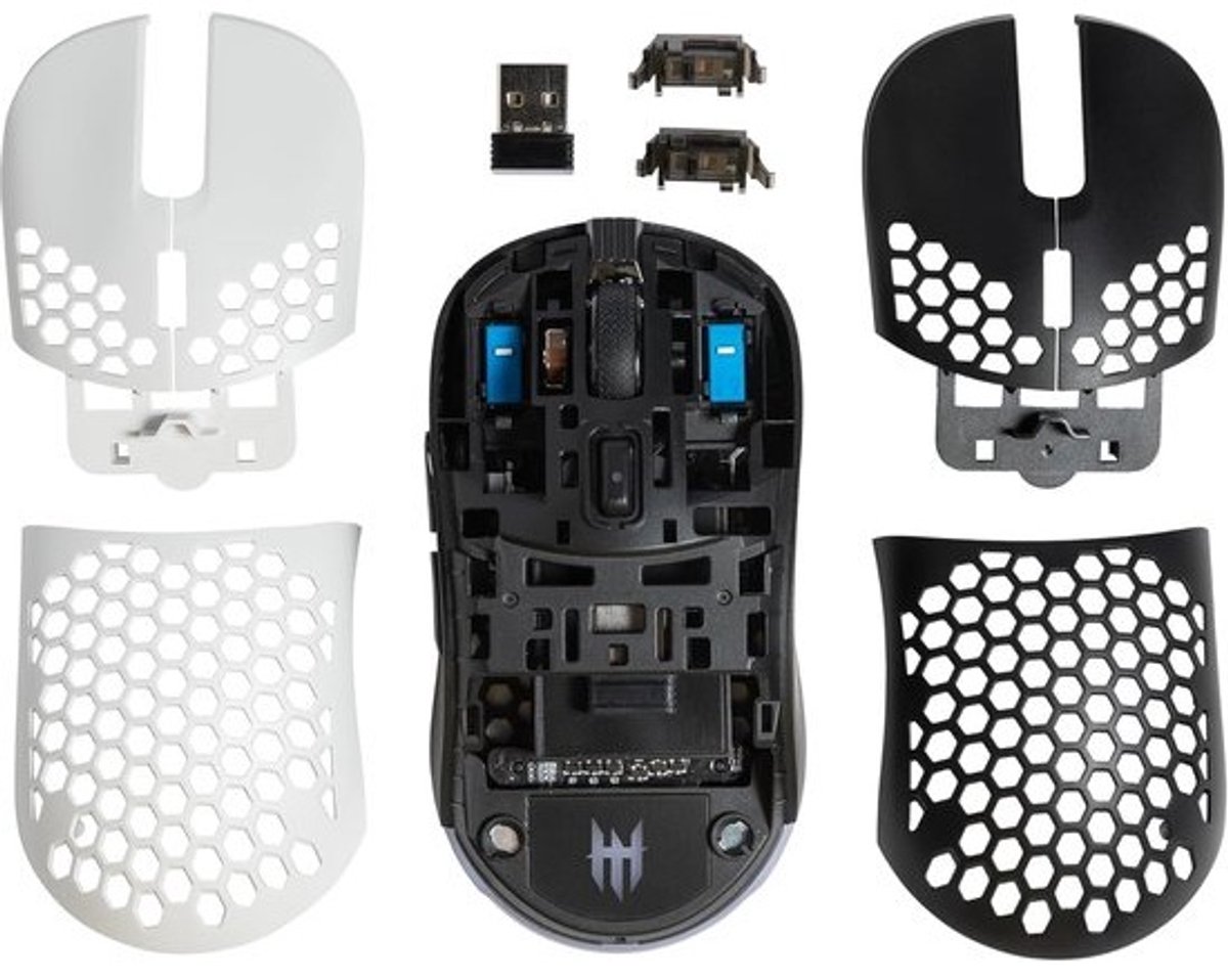 Lichte RGB Draadloze Gaming Muis met Verwisselbare Honingraat Schalen