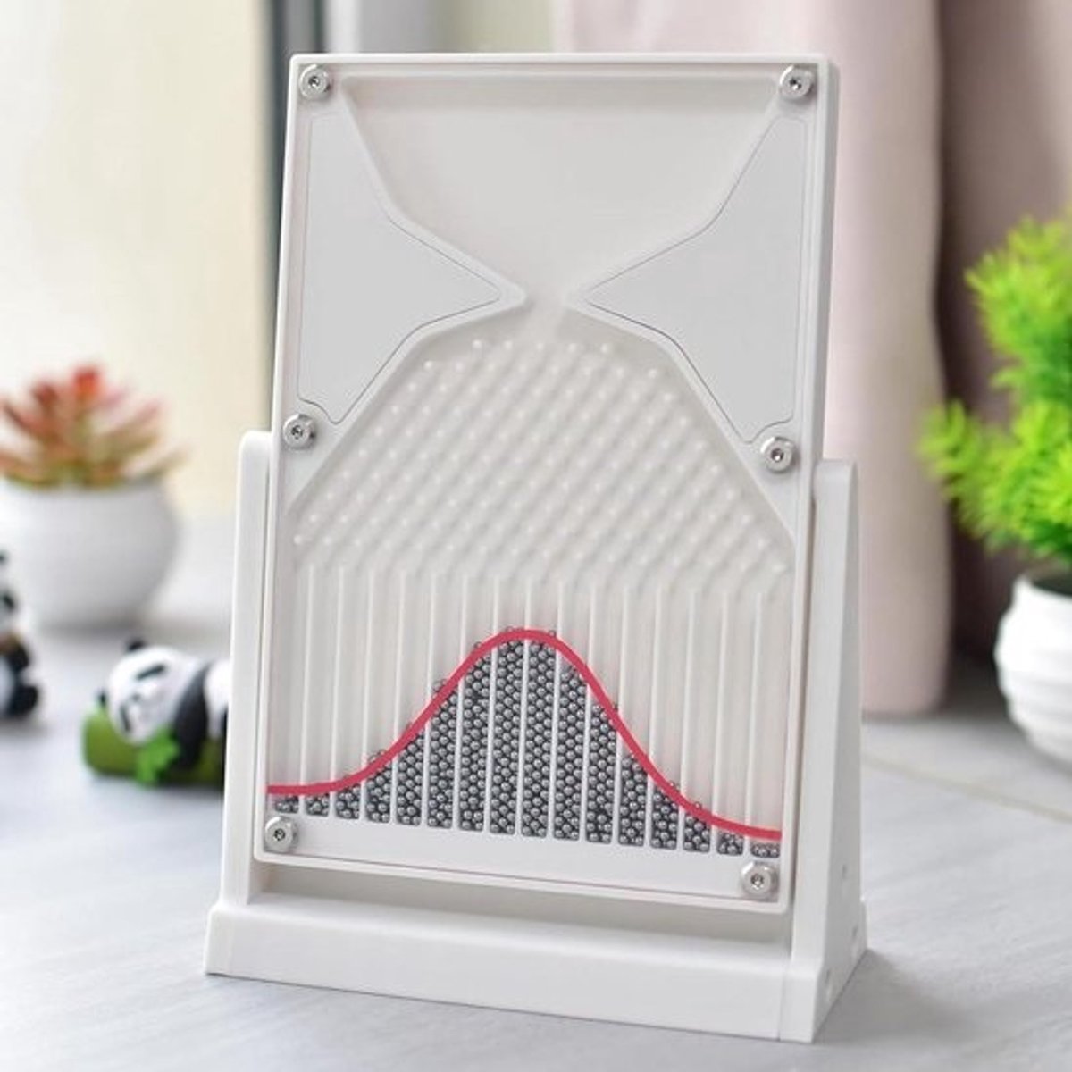 Bureau Galton Board - Kansrekening Demonstratiemodel - Statistiek Leren - Klokvormige Curve - 12x18 cm - Wit
