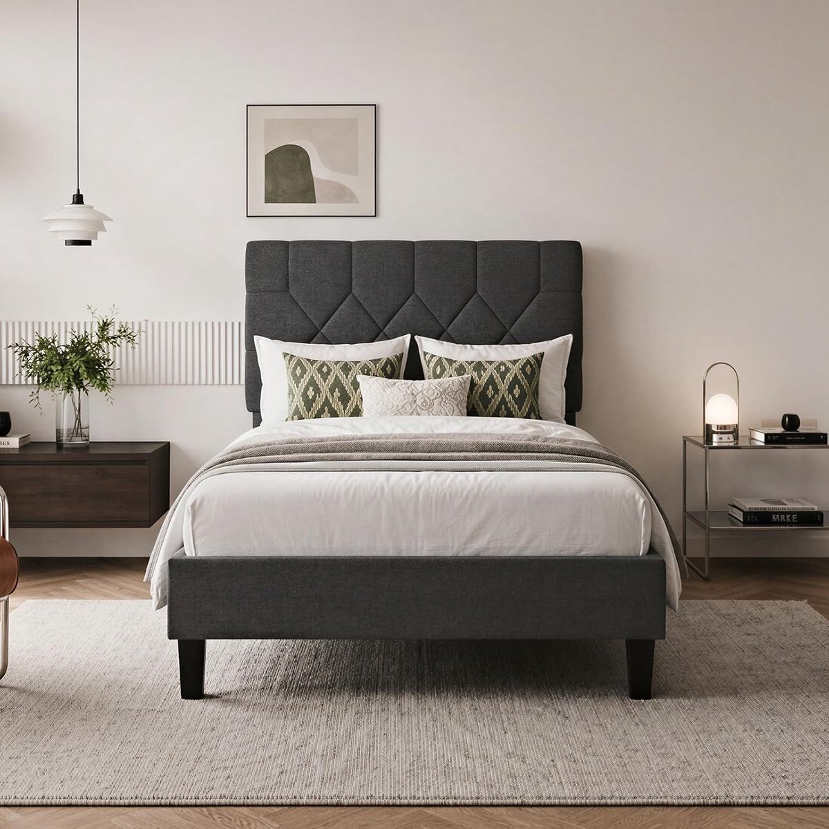 Industrohome Bedframe 90 x 200 cm met verstelbare hoofdsteun en stevig lattenbodem