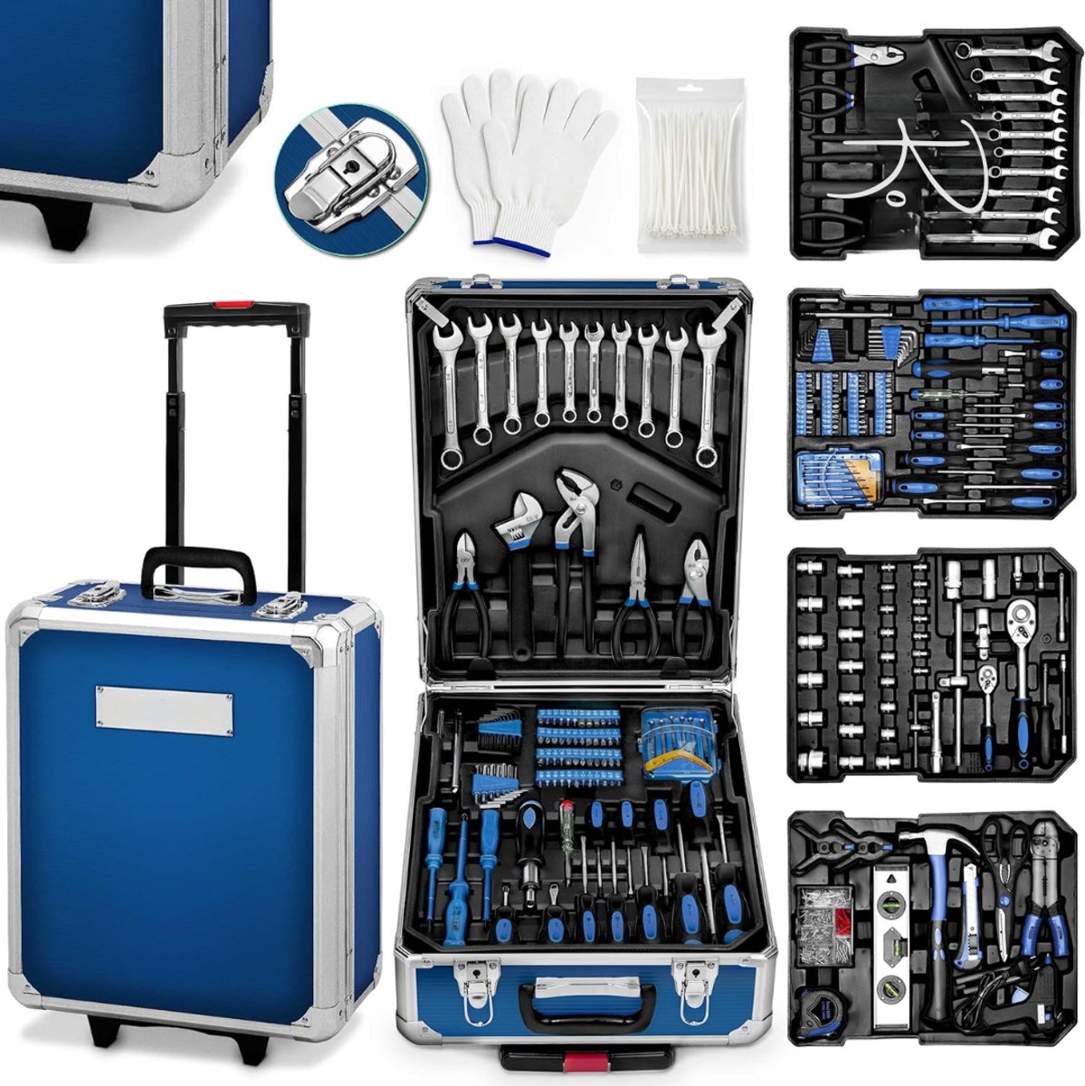 QORA® Gereedschaptrolley - Gereedschapstrolley Leeg Met Wielen - Gereedschapstrolley - Blauw - 51cm x 37cm x 21cm