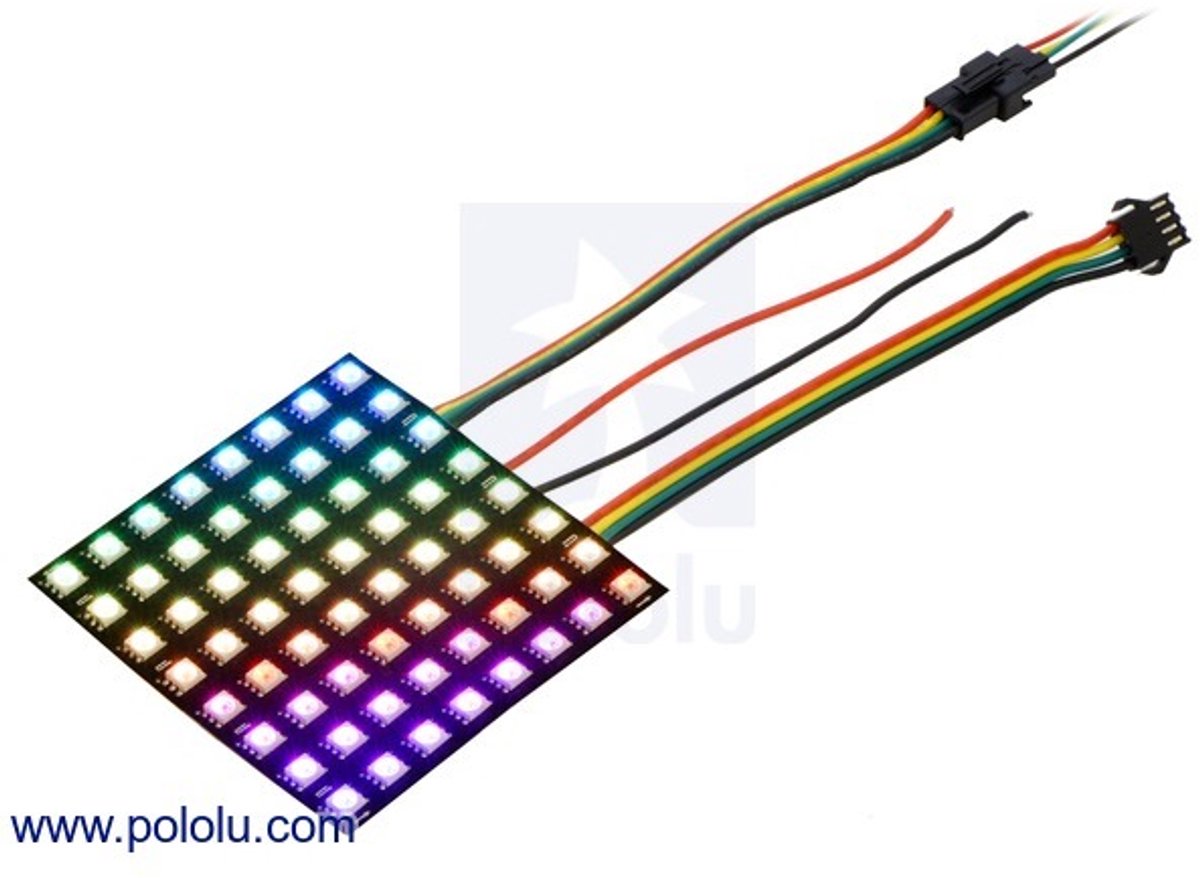 Addressable RGB 8x8-LED Flexible Panel, 5V, 10mm Grid Pololu 2532