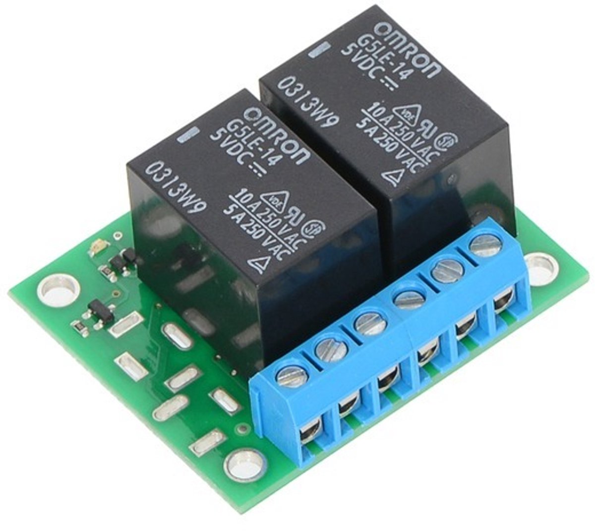 Basic 2-Channel SPDT Relay Carrier with 5VDC Relays (Assembled) Pololu 2485