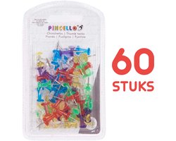 60 Sterke Gekleurde Duimspijkers – Stevige Metalen Punaises voor Prikborden - Pin - prikbordpunaises - Gekleurd - Rood - Blauw - Groen - Geel - Wit - Paars