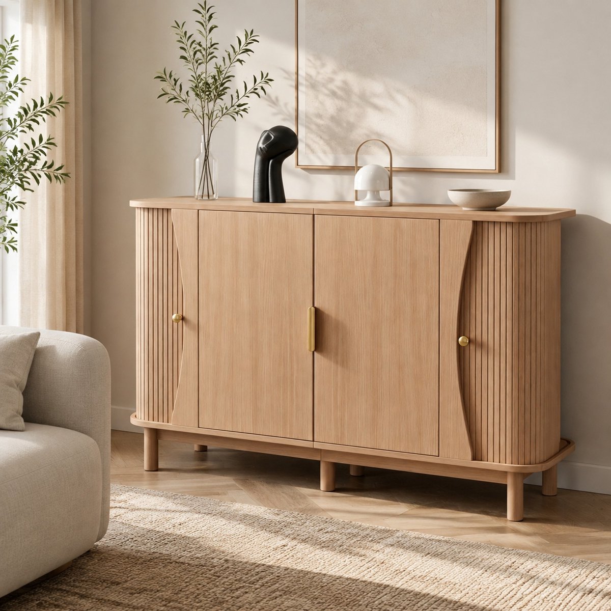 MODFU - Sideboard - Dressoir - MDF - Naturel Hout - 140 Cm X 40 Cm X 88 Cm