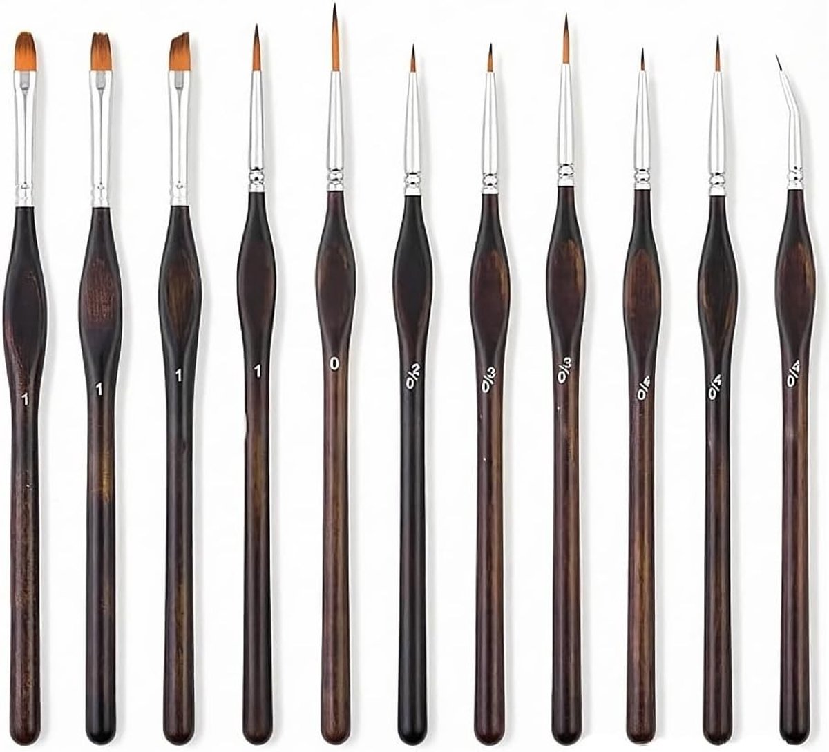 Fijne details penseelset voor acryl, aquarel en modelbouw - 11 stuks voor precisiewerk en creativiteit