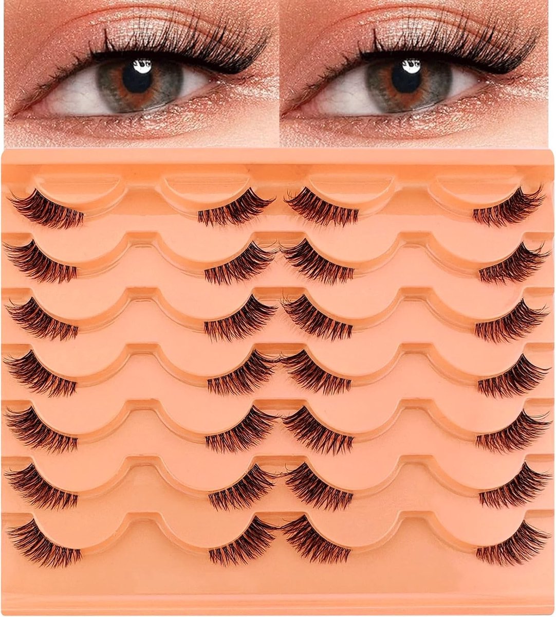 14 Pairs Korte Kat Oog Wimpers - Duidelijke Band, Natuurlijke Look, Herbruikbare en Lichtgewicht Make-up Wimpers voor een Prachtige Oogopmaak