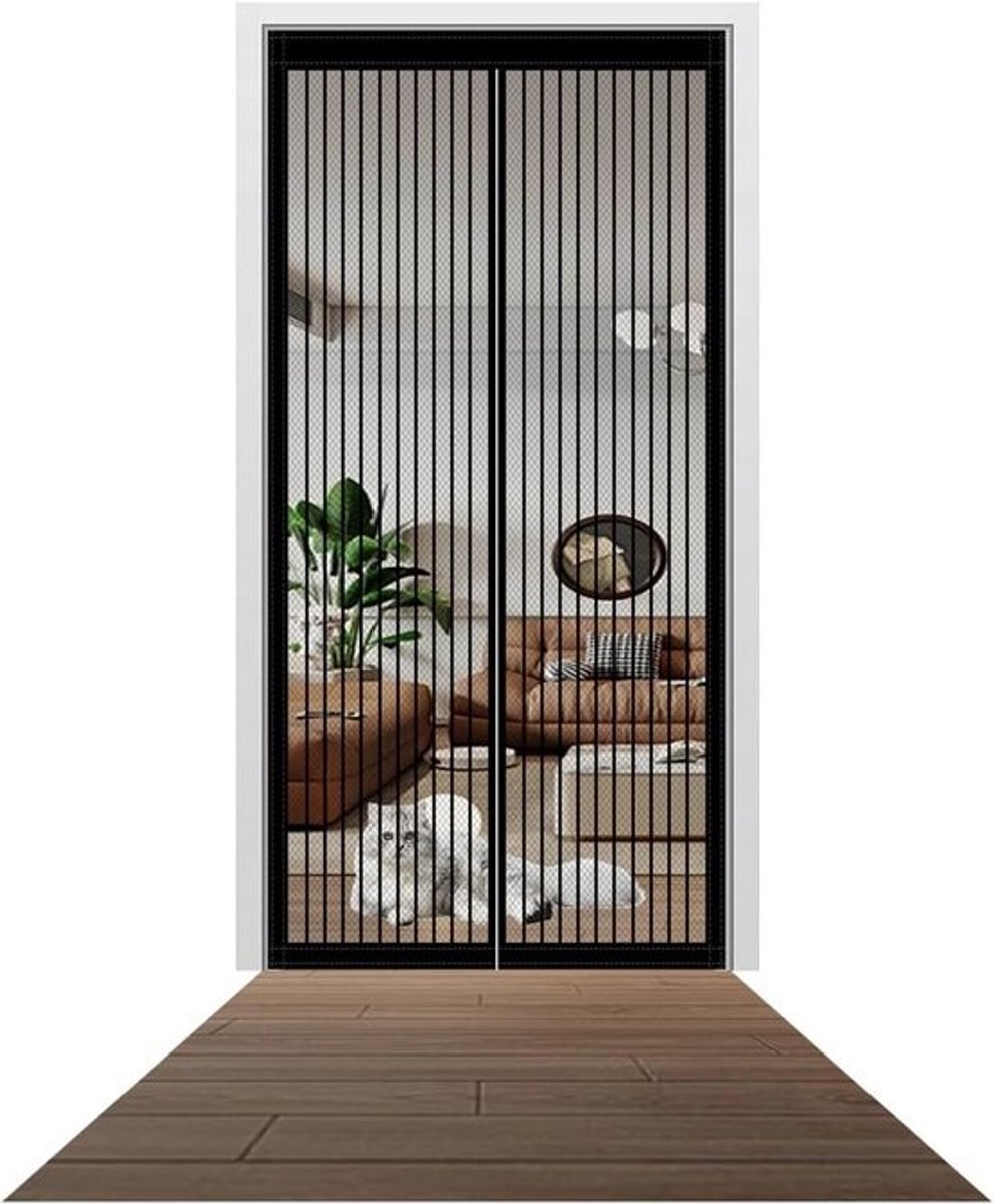 Magnetisch Vliegengaas Deur - Hordeur Gordijn - Insecten Buiten Houden - Automatische Sluiting - 185x230 cm - Zwart