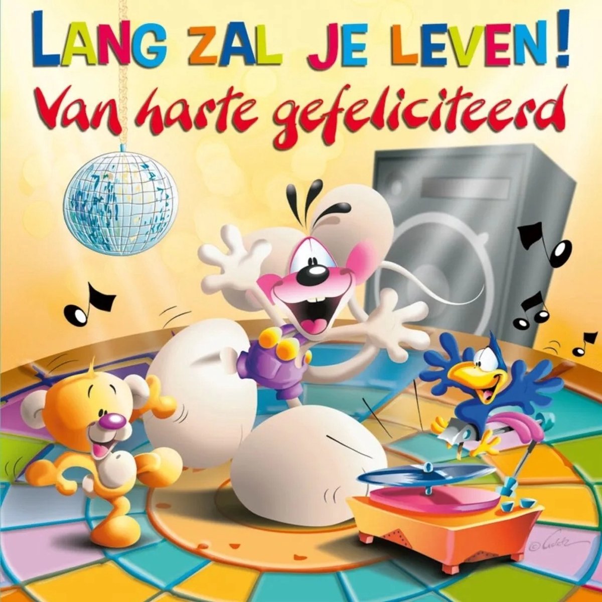 Diddl - 3d- hologram wenskaart - Lang zal je leven! Van harte gefeliciteerd