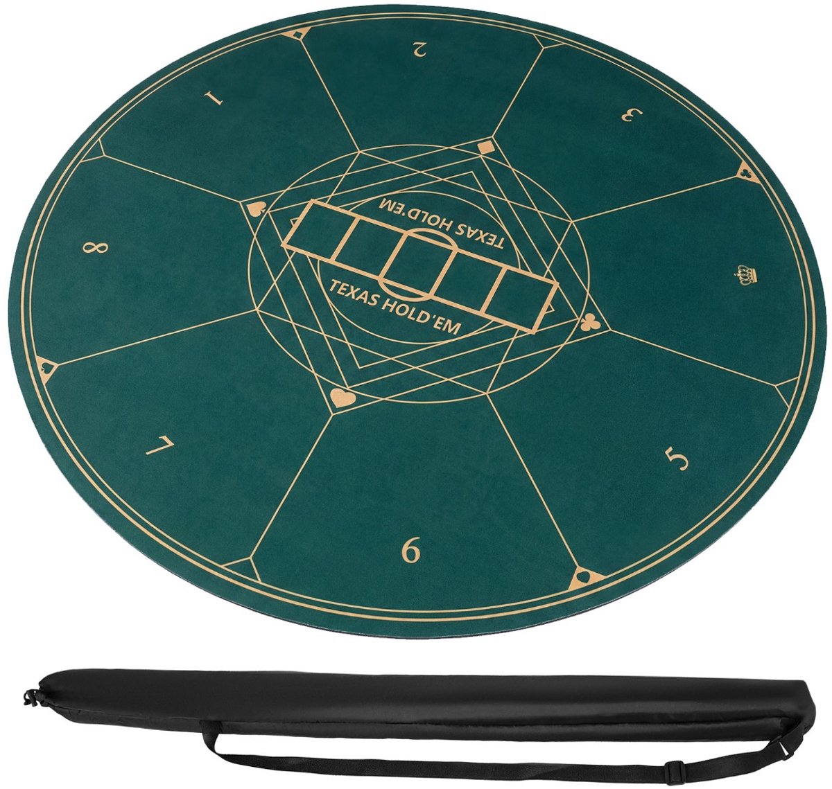 SureDeal® - Speelkamer - Ronde Pokertafelmat - Texas Hold - Opvouwbare Mat - Antislip Rubberen Onderkant - Groen