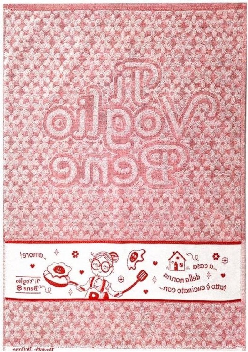 Theedoek Borduren - Keukendoek Borduurbaar - Keukentextiel Personaliseren - Met Etamineband - 50 x 70 cm - Rood