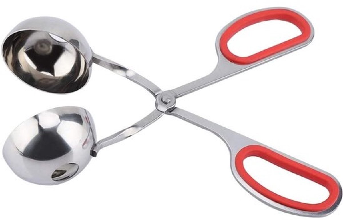 Rijstballen Vorm - Gehaktbal Clip - Keuken Gebruik - Roestvrij Staal - 19 x 8 cm - Rood