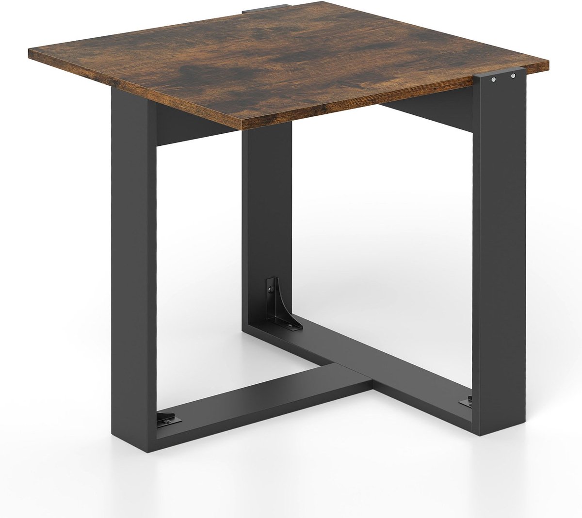 SureDeal® - Bijzettafel - Vierkante Salontafel Industrieel - Kleine Ruimtes Salontafel - Woonkamer - 50x50x50 cm - Rustiek bruin en Zwart