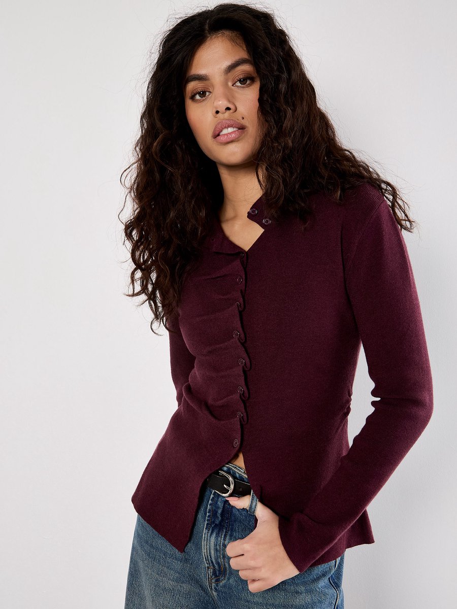 Fine Knit Ruched Cardigan