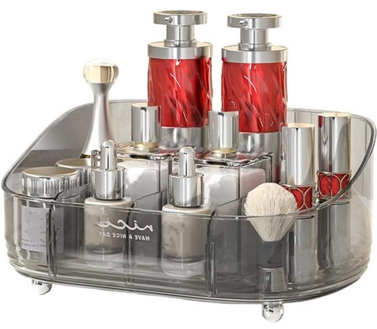 Make-up Organizer - Cosmetica Doos - Schoonheidsproducten Opbergen - 4 Verstelbare Compartimenten - 31x21x12.5 cm - Grijs