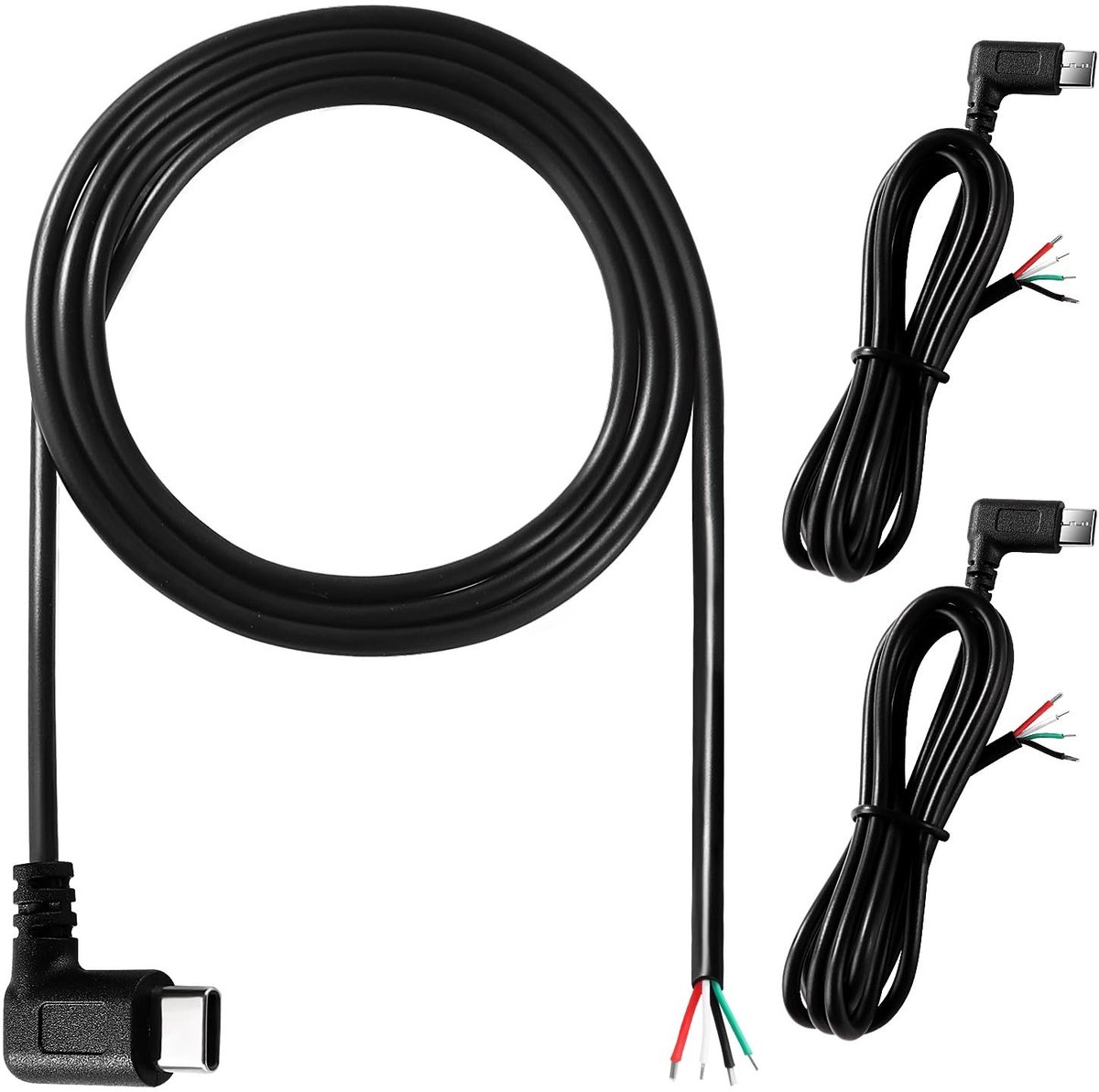 3 Stuks 100 cm 22AWG USB Type-C Pigtail Kabel voor LED Strips, 5V 3A Voedingskabel, Geschikt voor DIY Projecten en Elektronische Toepassingen