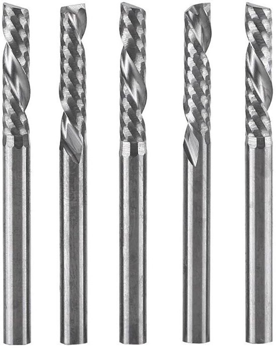 End Mill 1/8" Cutting Diameter 1/8" Shank 12mm Cutting Length Spiral Router Bits Up and Down Cut Solid Carbide CNC End Mill for Woodworking Carving - 5 Pieces