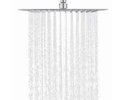 DETBOM Douchekop Regendouche 40x40cm/16 Inch Vierkant 304 Roestvrij Staal Regendouchekop Waterbesparend met 144 siliconen Sproeiers met Anti-kalkfunctie Regendouchekop 360° Draaibaar, Chroom