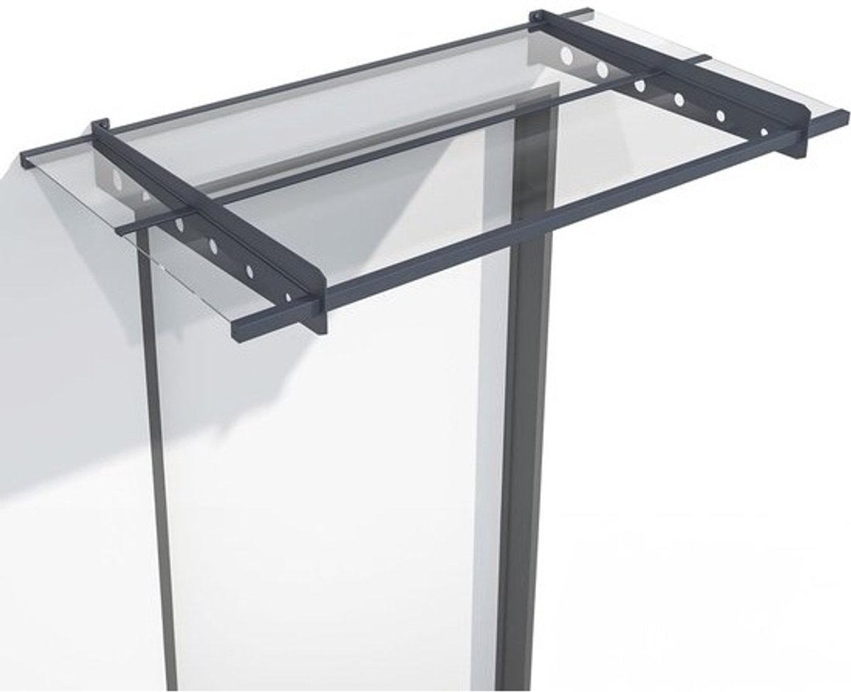 Luifel voor voordeur 150x80 cm - Akoestisch glas & staal - moderne donkergrijze overkapping