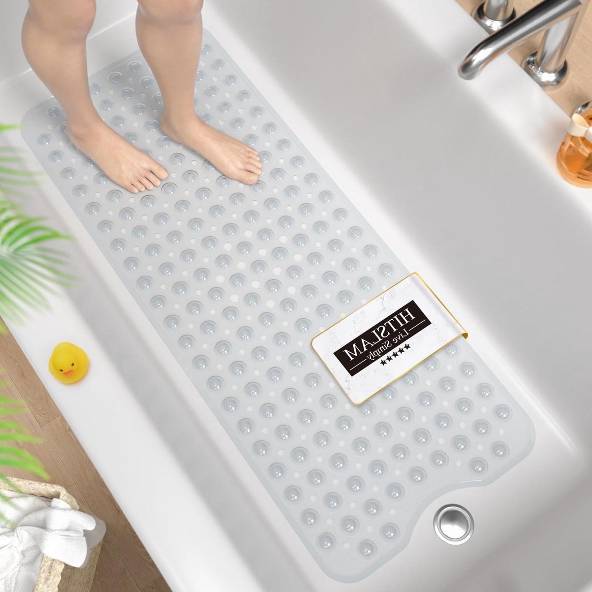 Antislip Badmat - Douchemat Extra Lang - Veilig Douchen - 200 Sterke Zuignappen - 101 x 40 cm - Transparant
