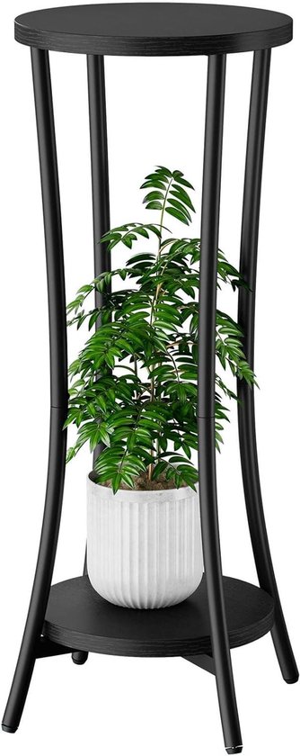 Plantenstandaard Binnen - Bloemenplank - Planten Decoreren - Twee Niveaus - 76 cm Hoog - Zwart