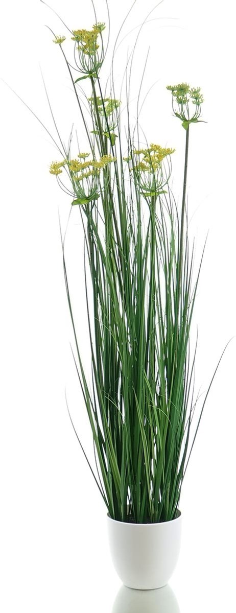 DPI Gras met Dille in Witte Pot ca. 100 cm - Kunstplanten