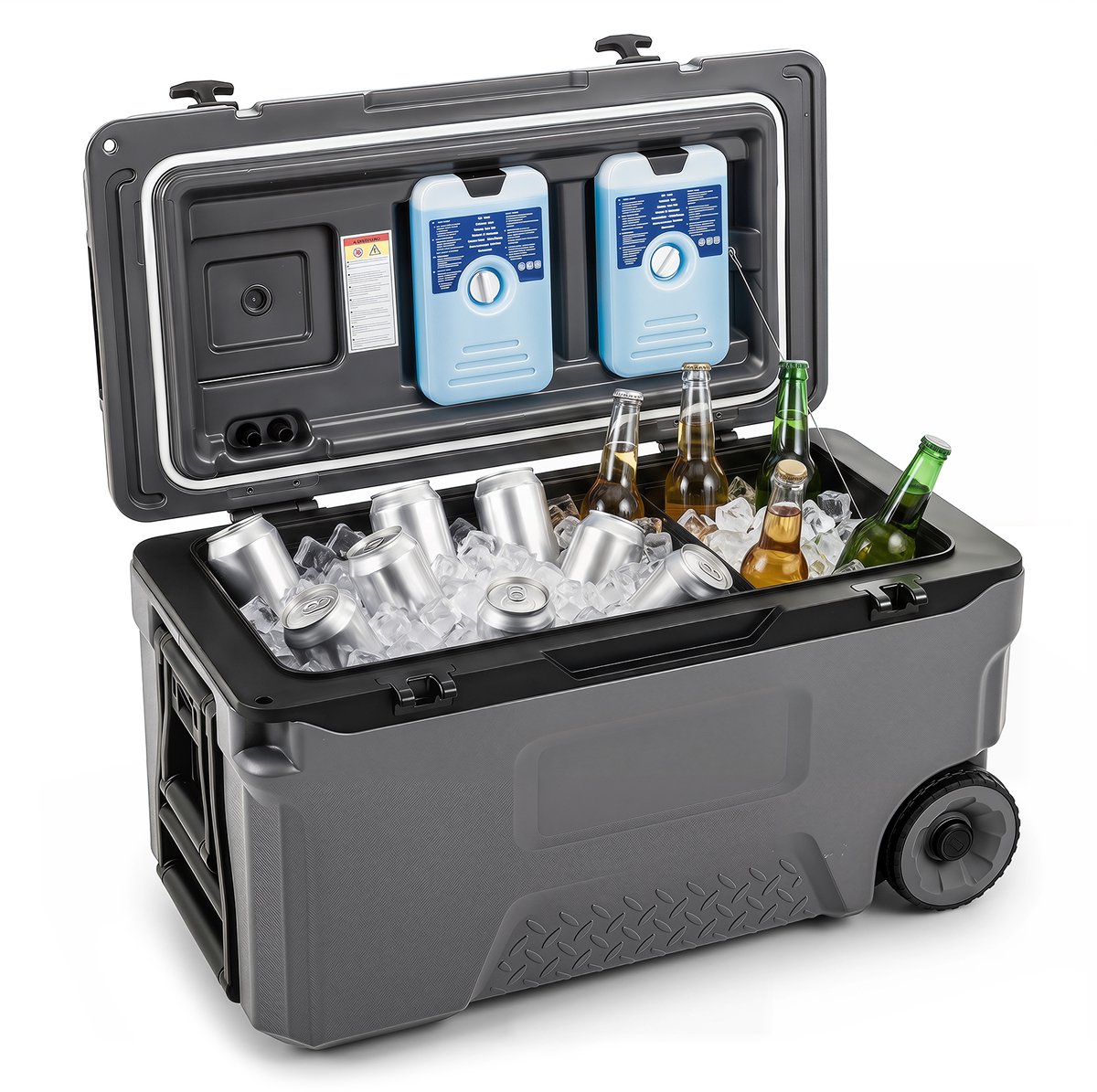 SureDeal® - Kamper - Koelbox - Grote Thermobox Kunststof - Wieltjes - Handgreep Isolatiebox - Afvoerstop - 74,5x41x40,5 cm - Grijs
