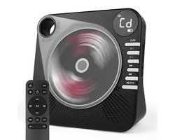 Retro CD Speler met Bluetooth - Draagbare CD Speler met HiFi Speakers - USB - AUX - Oplaadbaar - Vintage Muziekspeler Zwart