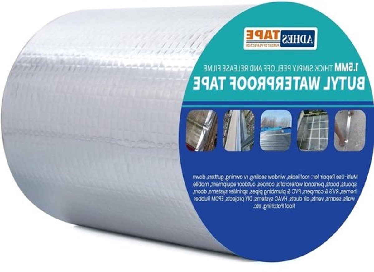 Butyl Tape - Waterdichte Tape Aluminiumfolie - Repareren van Lekken - Sterke Rubber Lijm - 150mm x 5m - Zilver
