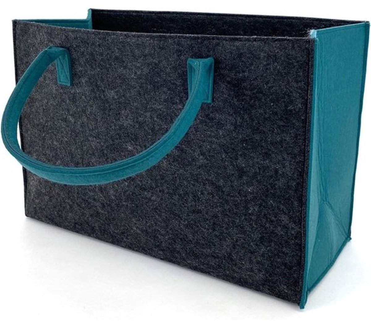 Vilten Tas - Shopper Boodschappentas - Boodschappen Vervoeren - Hoogwaardig Afgewerkt - 45 x 30 x 20 cm - Antraciet Petrol